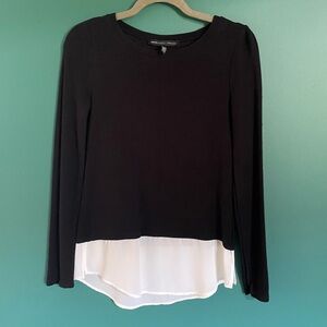 White House Black Market Black and White Layered Blouse